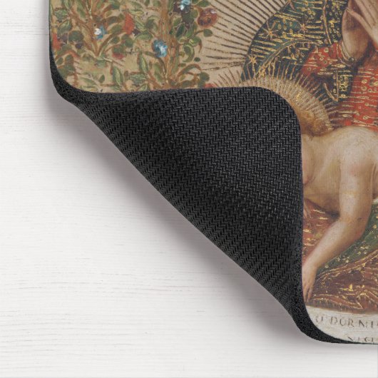 Die Jungfrau, die Christkind bewundert Mousepad (Ecke)
