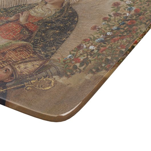 Die Jungfrau, die Christkind bewundert Schneidebrett (Ecke)