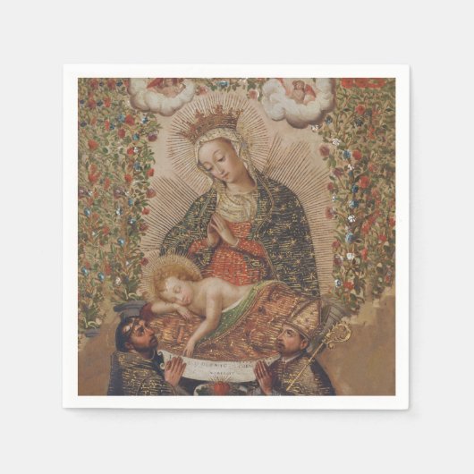 Die Jungfrau, die Christkind bewundert Serviette (Vorderseite)