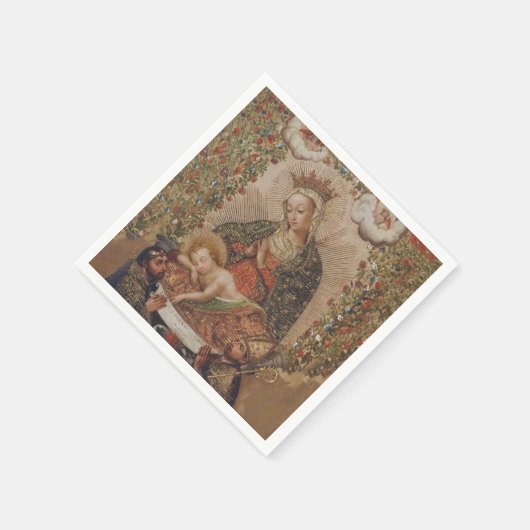Die Jungfrau, die Christkind bewundert Serviette (Ecke)