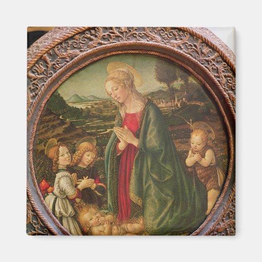 Die Jungfrau, die das Christkind bewundert Magnet (Vorne)