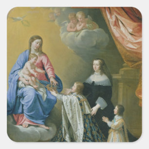 Die Jungfrau, die Maria der Krone und dem Schreckg Quadratischer Aufkleber