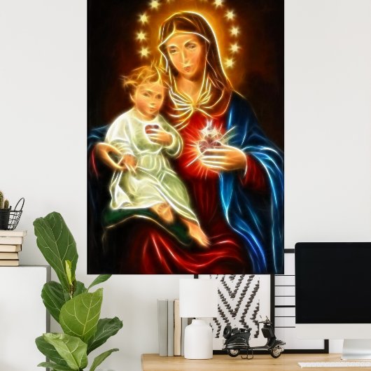 Die Jungfrau, die Maria und der junge Jesus heilig Poster (Heimbüro)