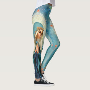 Die Jungfrau, die Mary im Gebet blau vergessen Ich Leggings