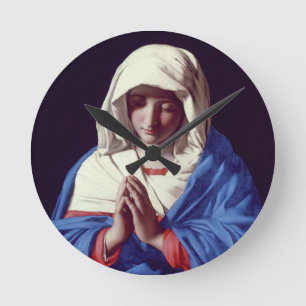 Die Jungfrau in Gebet, 1640-50 (Öl auf Leinwand) Runde Wanduhr