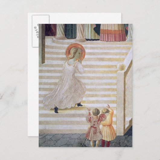 Die Jungfrau Maria, die die Treppe hinaufsteigt Postkarte (Vorne/Hinten)