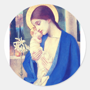 Die Jungfrau Maria und das Jesuskind Renaissance-G Runder Aufkleber