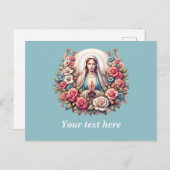 Die Jungfrau Mary betet mit Rose Postkarte (Vorne/Hinten)