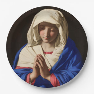 Die Jungfrau Mary im Gebet Pappteller