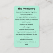 Die Jungfrau Mary Memorare Prayer Card Visitenkarte (Rückseite)