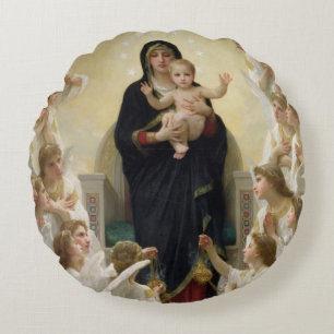 Die Jungfrau mit Angels, 1900 2 Rundes Kissen