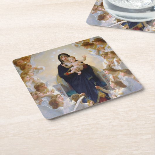 Die Jungfrau mit Engeln, Bouguereau Rechteckiger Pappuntersetzer (angewinkelt)