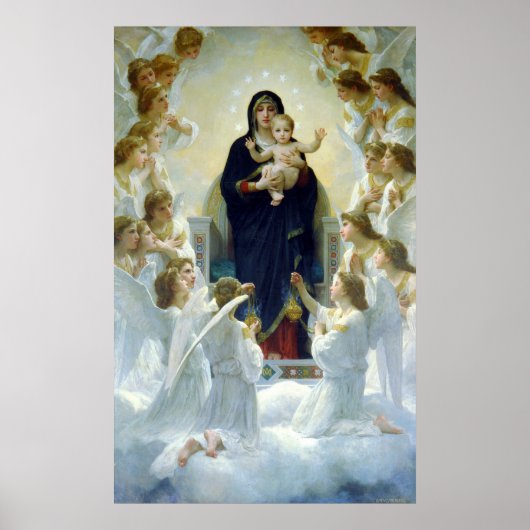 Die Jungfrau mit Engeln, William Bouguereau Poster (Vorne)