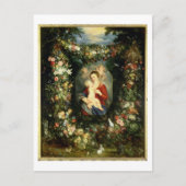 Die Jungfrau und das Kind in einer Garage aus Obst Postkarte (Vorderseite)