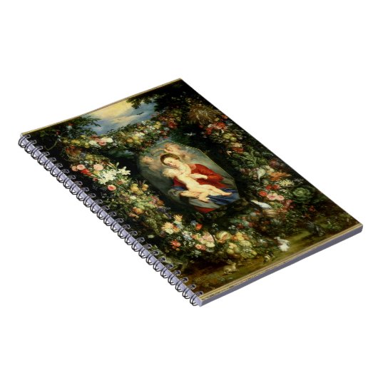 Die Jungfrau und das Kind in einer Girlande der Notizblock (Rechte Seite)