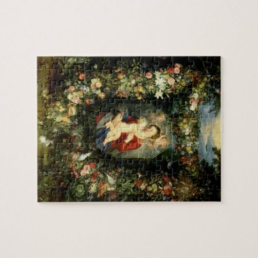 Die Jungfrau und das Kind in einer Girlande der Puzzle (Horizontal)