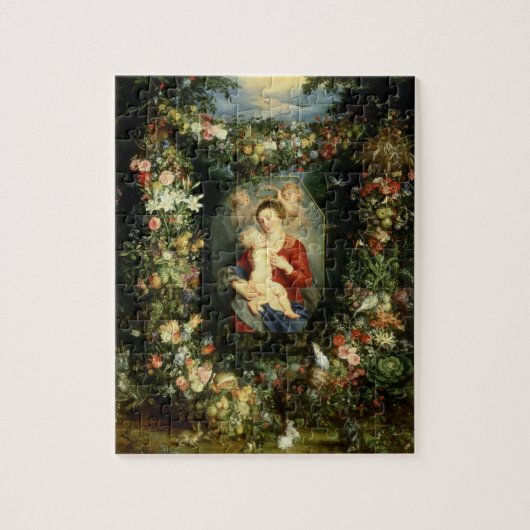 Die Jungfrau und das Kind in einer Girlande der Puzzle (Vertikal)