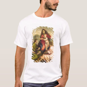 Die Jungfrau und das Kind mit einem Heiligen und T-Shirt