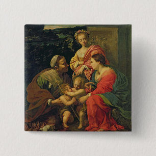 Die Jungfrau und das Kind mit St. Elizabeth, das Button