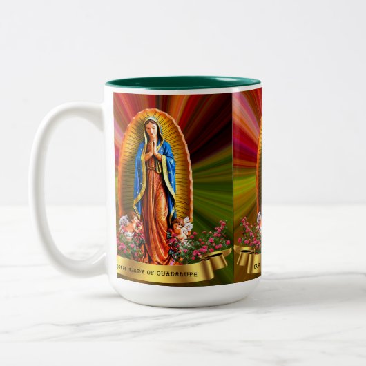 Die Jungfrau von Guadalupe Zweifarbige Tasse (Links)
