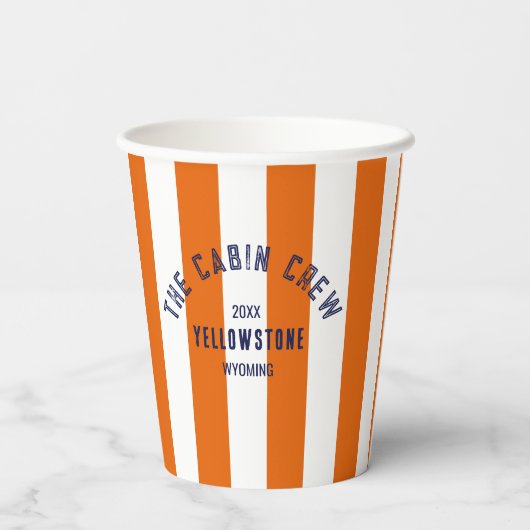 Die Kabine Crew Custom Wappen Orange Park Streifen Pappbecher (Rückseite)