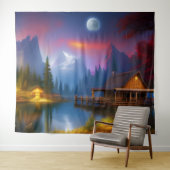 Die Kabine in der Bucht unter dem Mond Wandteppich (Beispiel (Horizontal))