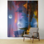 Die Kabine in der Bucht unter dem Mond Wandteppich (Beispiel)