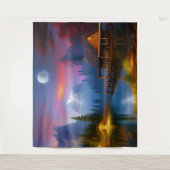 Die Kabine in der Bucht unter dem Mond Wandteppich (Vorderseite)