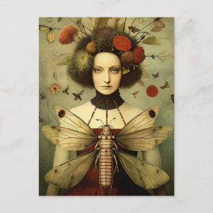 Die Käfer-Lady Gruselig Vintage Retro Postkarte