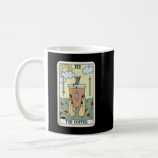 Die Kaffee-Tarot-Card Kaffee Lover koffeiniert mit Kaffeetasse (Links)