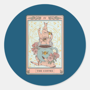 Die Kaffee-Tarot-Card Kaffee Lover koffeiniert Runder Aufkleber