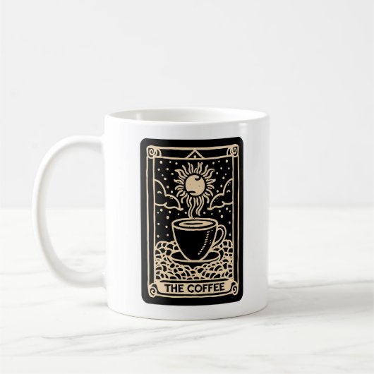 Die Kaffee-Tarot-Karte dunkle Akademie Kaffeetasse (Links)