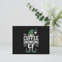Die Kaffee trinkende Elf Familie passt Weihnachten