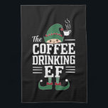Die Kaffee trinkende Elf Familie passt Weihnachten Geschirrtuch<br><div class="desc">Kaffee Drink Elf Familie Matching Weihnachtsgruppe</div>