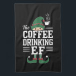 Die Kaffee trinkende Elf Familie passt Weihnachten Geschirrtuch<br><div class="desc">Kaffee Drink Elf Familie Matching Weihnachtsgruppe</div>