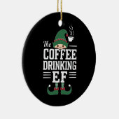 Die Kaffee trinkende Elf Familie passt Weihnachten Keramik Ornament (Rechts)