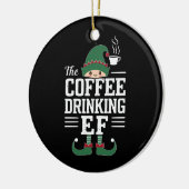 Die Kaffee trinkende Elf Familie passt Weihnachten Keramik Ornament (Links)