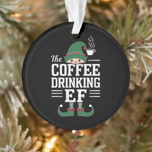 Die Kaffee trinkende Elf Familie passt Weihnachten Ornament (Baum)