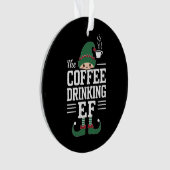 Die Kaffee trinkende Elf Familie passt Weihnachten Ornament (Vorderseite)