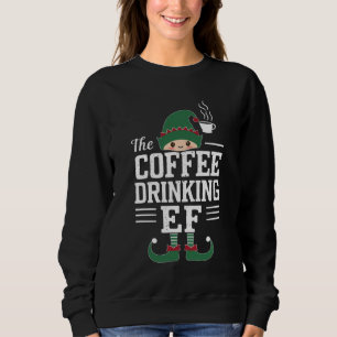 Die Kaffee trinkende Elf Familie passt Weihnachten Sweatshirt