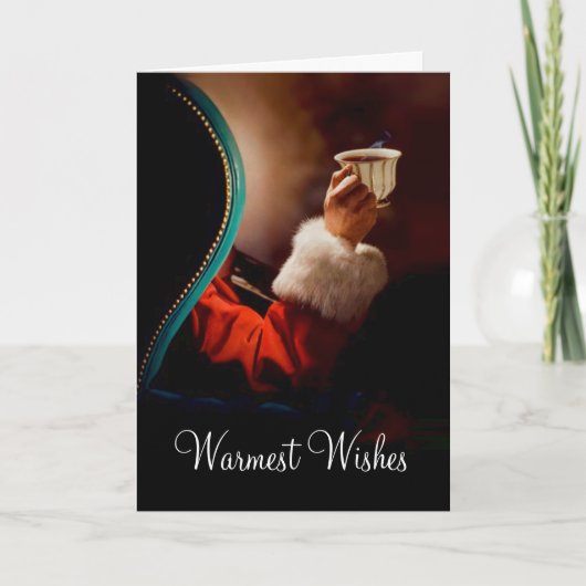 Die Kaffeepause des Weihnachtsmanns Vintag Feiertagskarte (Vorderseite)