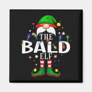 Die kahlköpfige Elf-Weihnachtsfamilien-Pyjama-Part Magnet