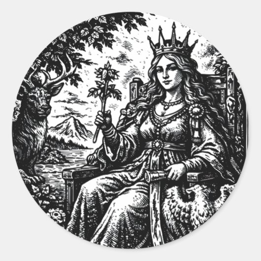 Die Kaiserin — BurnsInHell Tarot III Runder Aufkleber (Vorderseite)