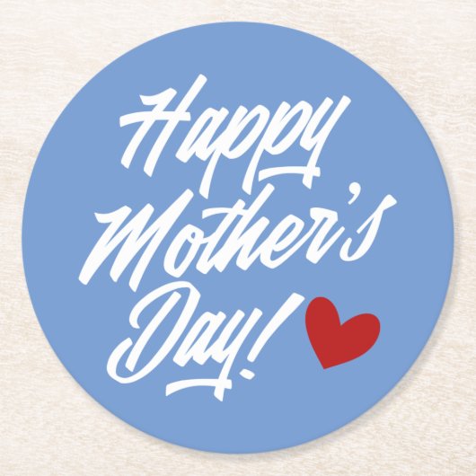 Die Kalligraphie der einfachen glücklichen Mutter  Runder Pappuntersetzer (Vorderseite)