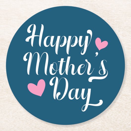 Die Kalligraphie der einfachen glücklichen Mutter Runder Pappuntersetzer (Vorderseite)