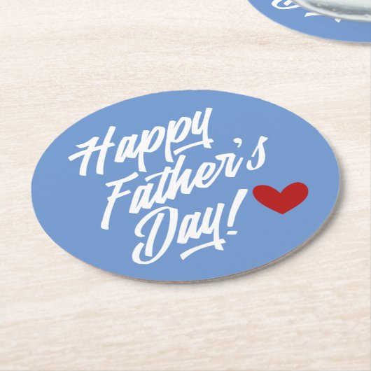 Die Kalligraphie des einfachen glücklichen Vaters Runder Pappuntersetzer (Angewinkelt)