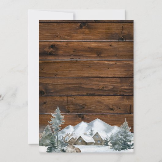 Die kalte Außendusche aus rustikalem Holz Einladung (Rückseite)