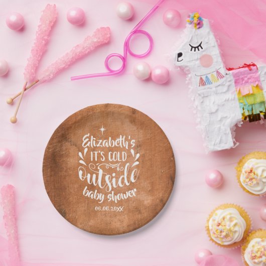 Die kalte Außendusche / Sprinkle rustikal Pappteller (Party)