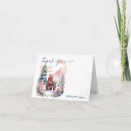 Die kalte Outdoor-Winterwaldbärendusche Dankeskarte