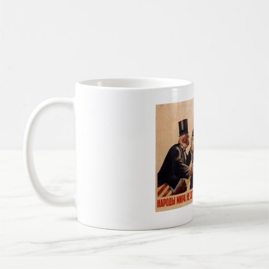 Die kalter Kriegs-Sowjetunions-Propaganda-Plakate Kaffeetasse (Links)
